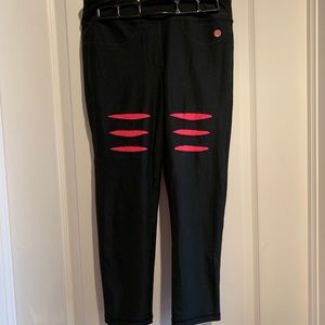 Black Vogo Leggings with Pink Rip Patches